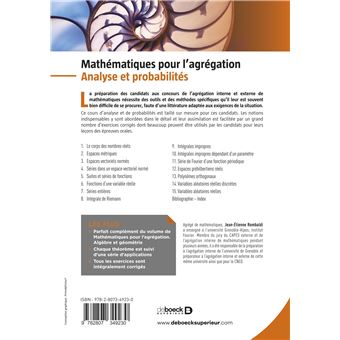 Mathématiques pour l’agrégation. Analyse et probabilités