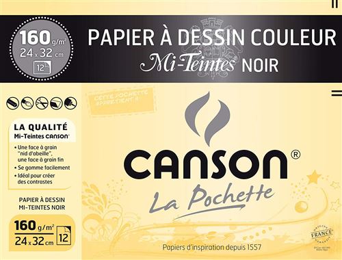 CANSON POCH 12F MITEINTE 24X32 NOIR