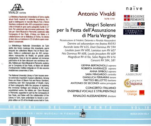 Vespri per l'assunzione di Maria Vergine - Antonio Vivaldi - CD