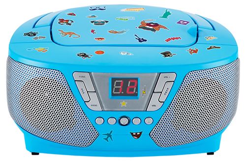 Draagbare Radio/CD speler blauw met stickers