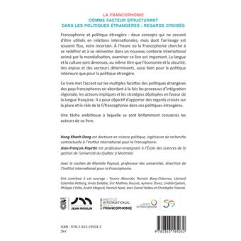 La francophonie comme facteur structurant dans les politiques étrangères