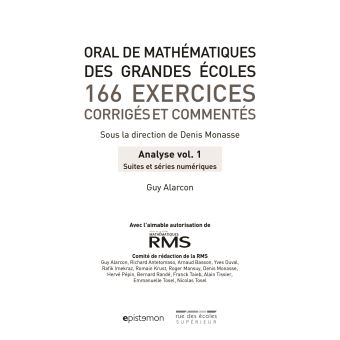 Concours CPGE scientifiques Oral de mathématiques grandes écoles 166 exercices