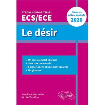 Le Desir Theme De Culture Generale Prepas Commerciales Ecs Ece 2020 Broche Jean Rene Masquelier Nicolas Tenaillon Achat Livre Fnac