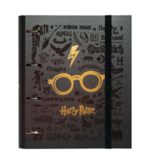 Classeur premium à 4 anneaux avec élastique lunettes Harry Potter