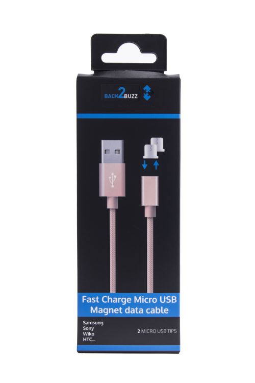 B2B CABLE NYL MAGN FAST CHARGE 2.4A + 2X MICRO USB R GLD
