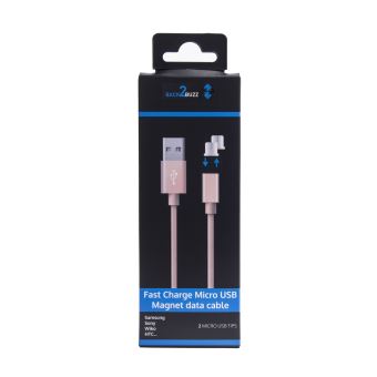 B2B CABLE NYL MAGN FAST CHARGE 2.4A + 2X MICRO USB R GLD