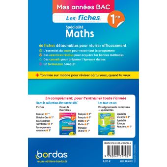 Mes années Bac - Les fiches Spécialité Maths 1re