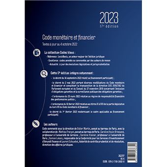 Code monétaire et financier 2023
