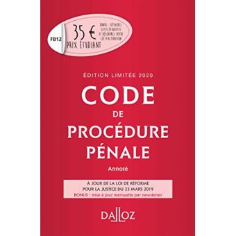 Code de procédure pénale 2020 annoté. Édition limitée