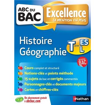 Abc Du Bac Excellence Histoire Geographie Term Es L Broche Collectif Frederic Fouletier Guillaume Gicquel Achat Livre Fnac