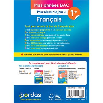 Mes Années Bac Pour réussir le jour J Français 1re BAC 2021