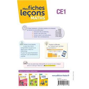 De l'école à la maison - Maths CE1 Ed. 2022 - Mes fiches Leçons de Maths + exercices numériques