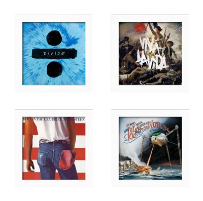 Lot de 4 Cadres blancs pour disques vinyles à ouverture frontale Show and Listen
