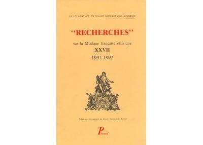 Recherches sur la musique francaise classique. Volume (27) X