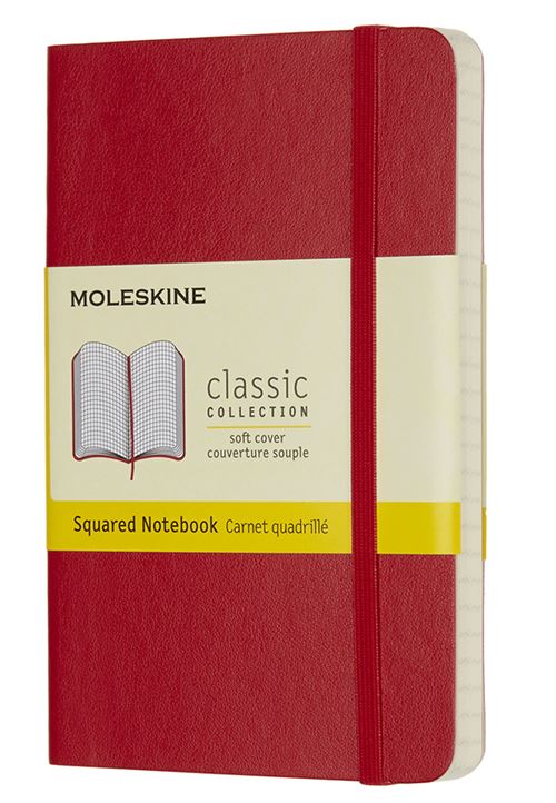 Carnet quadrille poche souple scarlet