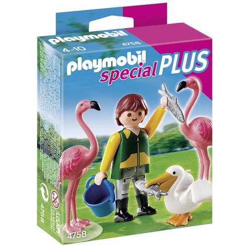 Playmobil 4758 Gardien Zoo Avec Flamants Roses