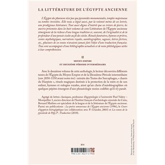 La Littérature de l’Égypte ancienne. Volume II