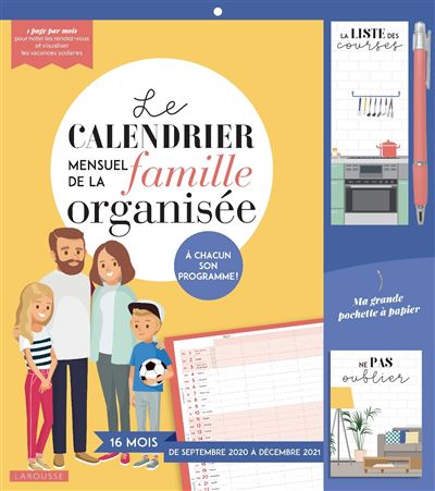 Le Calendrier De La Famille Organisée 2023 2024 Le Calendrier Mensuel De La Famille Organisée 2020-2021 À Chacun Son  Programme - Broché - Collectif - Achat Livre | Fnac
