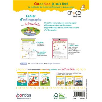 Cocorico je sais lire ! - Cahier d'orthographe avec les P'tites Poules