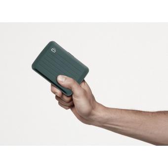 Porte-cartes Vegan Ogon Design Stockholm | Aluminium Et Cuir Vegan Marron & Gris