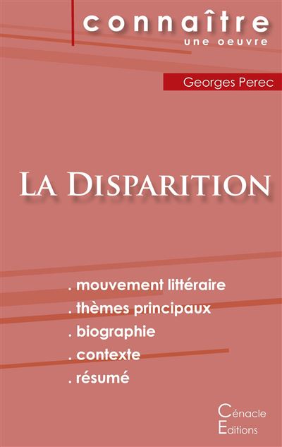 Fiche de lecture La disparition de Georges Perec