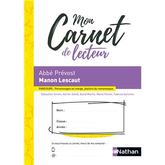 Mon carnet de lecteur : Manon Lescaut Abbé Prévost 2022