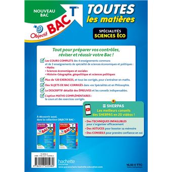 Objectif Bac 2024 - Term Spécialités Sciences éco Toutes les Matières