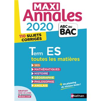 Maxi Annales Bac 2020 - Terminale ES