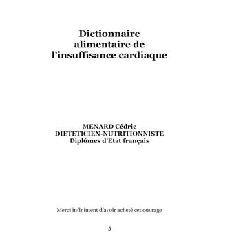 Dictionnaire alimentaire de l'insuffisance cardiaque