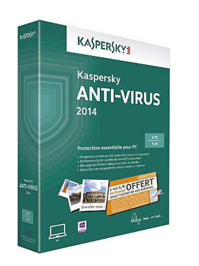 Kaspersky Antivirus 2014 1 an 3 Postes PC