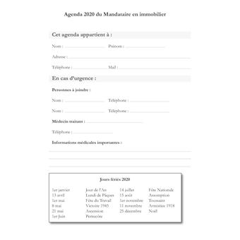 Agenda 2020 du Mandataire en Immobilier