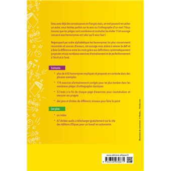 FLE (Français langue étrangère). Spécial homonymes. Exercices corrigés et dictées audio. B1-B2 (avancé)