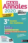 Maxi Annales Brevet 2020 - 3e Toutes les matières
