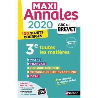 Maxi Annales 3e ABC du brevet Avec 100 sujets corrigés 