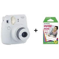 Fuji Instax Mini 9 Polaroid Camera Smoky White + Films + Party Glasses (PF)