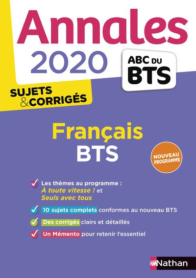 Annales BTS 2020 Français - Sujets & corrigés