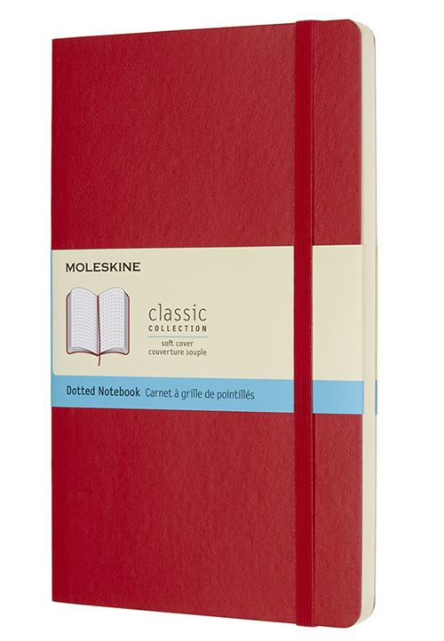 Carnet classique grand format Moleskine à grille de pointillés couverture souple Rouge