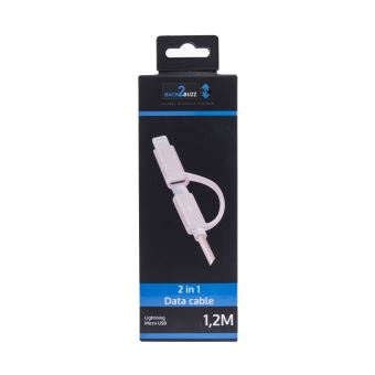 B2B CABLE NYL 2IN1 IPHONE 5/6/7+USB-C+MICRO USB ROSE GOLD