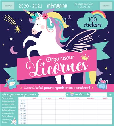 Organiseur Mémoniak Licornes 2020-2021