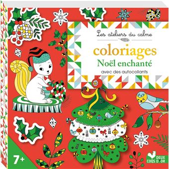 Coloriages Noel enchanté - avec des autocollants - broché - Collectif 