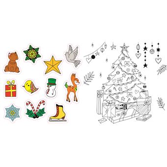 Coloriages Noel enchanté - avec des autocollants