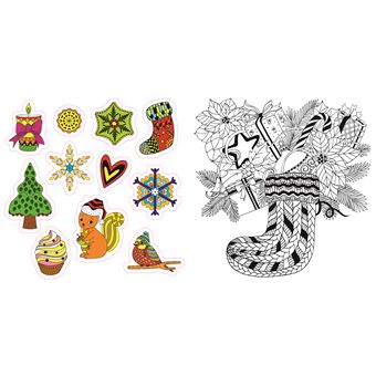 Coloriages Noel enchanté - avec des autocollants