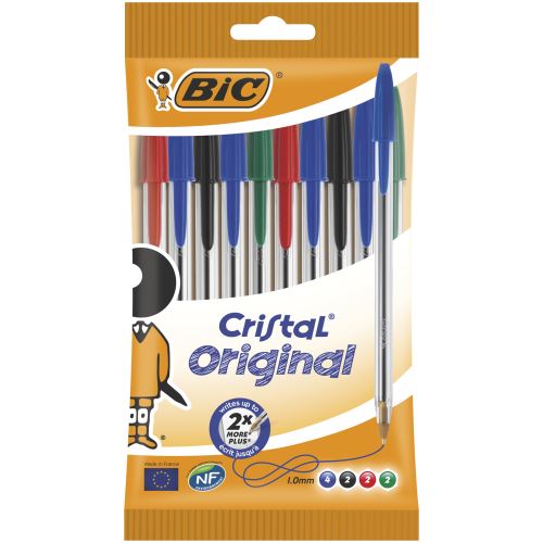 BIC CRISTAL 10 STYLOS BILLE ASS