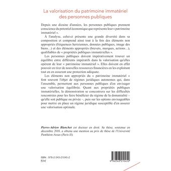 La valorisation du patrimoine immatériel des personnes publiques