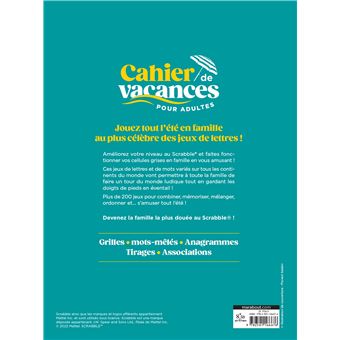 Le cahier de vacances pour adultes - Scrabble parents vs enfants
