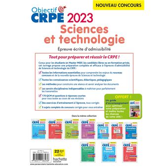 Objectif CRPE 2023 - Sciences et technologie - épreuve écrite d'admissibilité