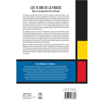 15 ans de la fiducie : Bilan et perspectives de réforme
