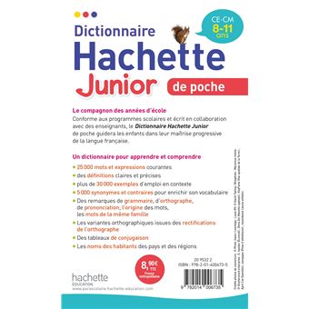 Dictionnaire Hachette Junior Poche