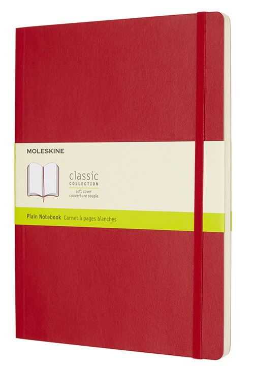 Carnet classique très grand format Moleskine à pages blanches couverture souple Rouge