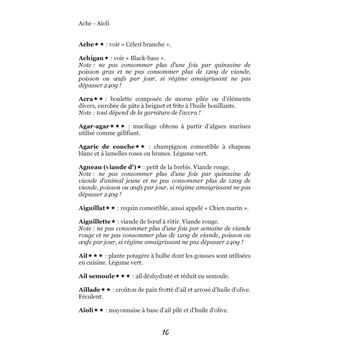 Dictionnaire alimentaire de la goutte